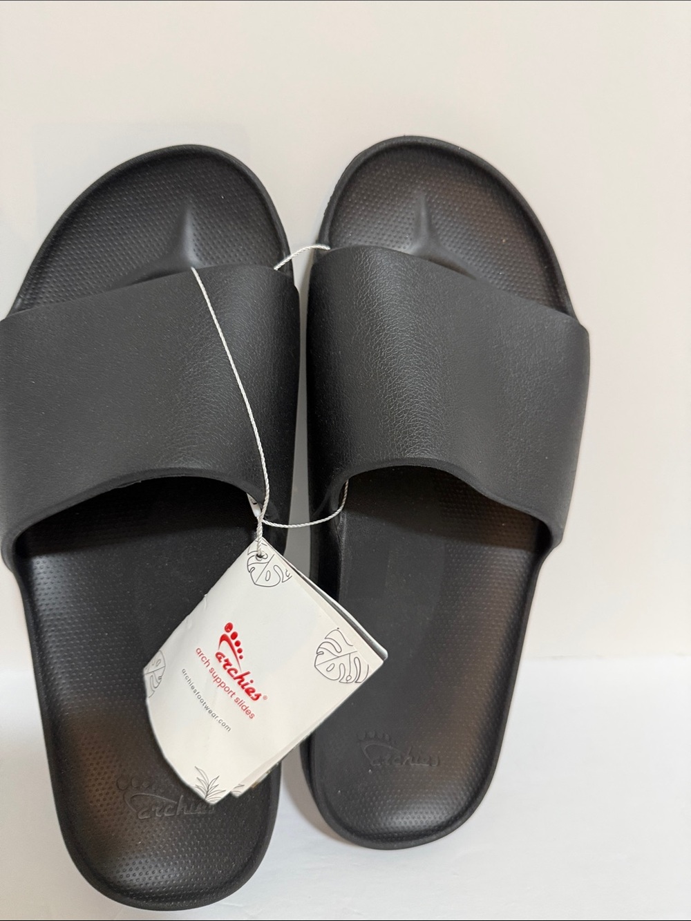 Archie’s Men’s Black Slide Arch Supports Sandals Size 14